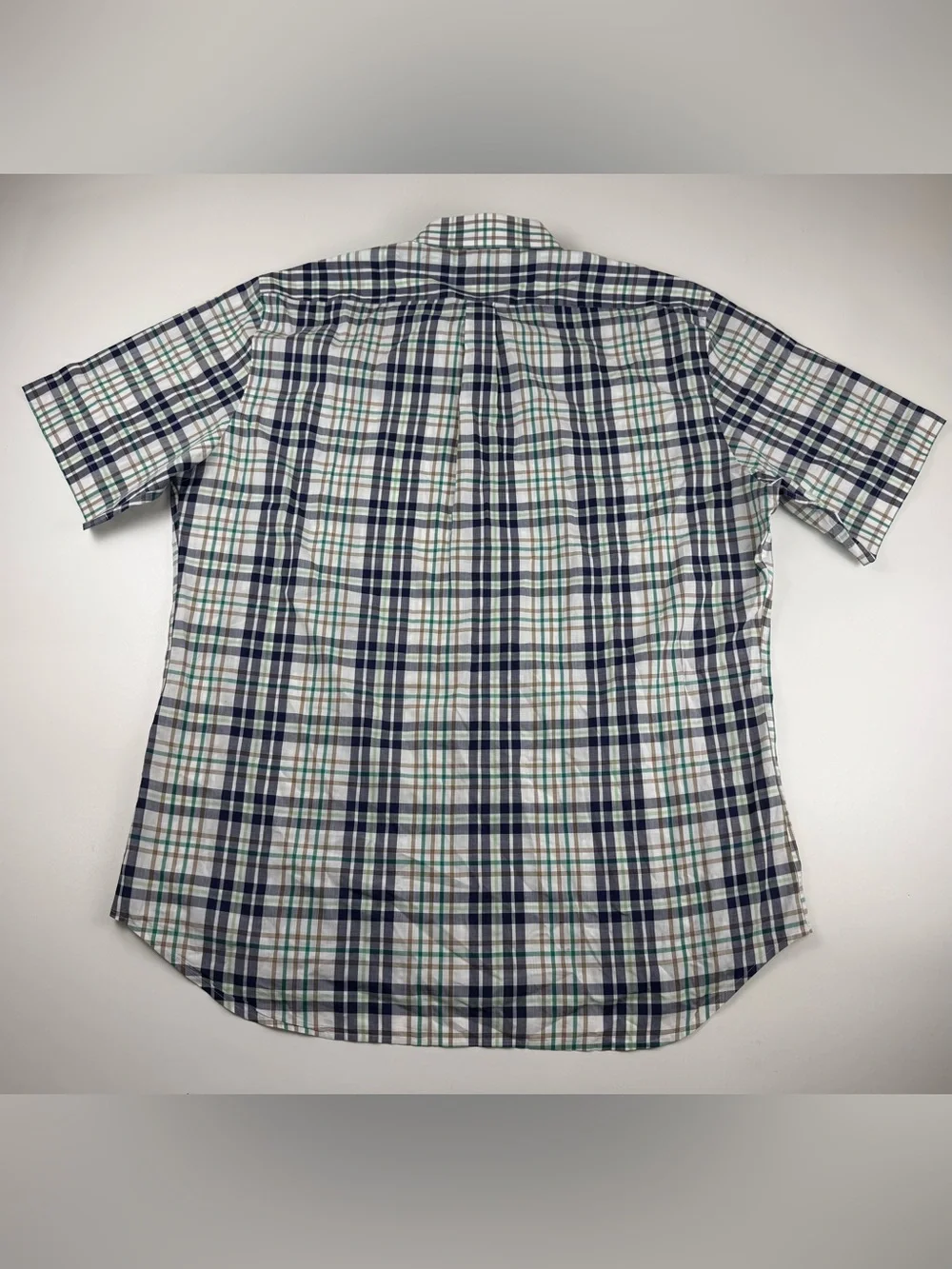 Peter Millar Button-Up Shirt Mens XL Blue Plaid Short Sleeve 100% Cotton Classic